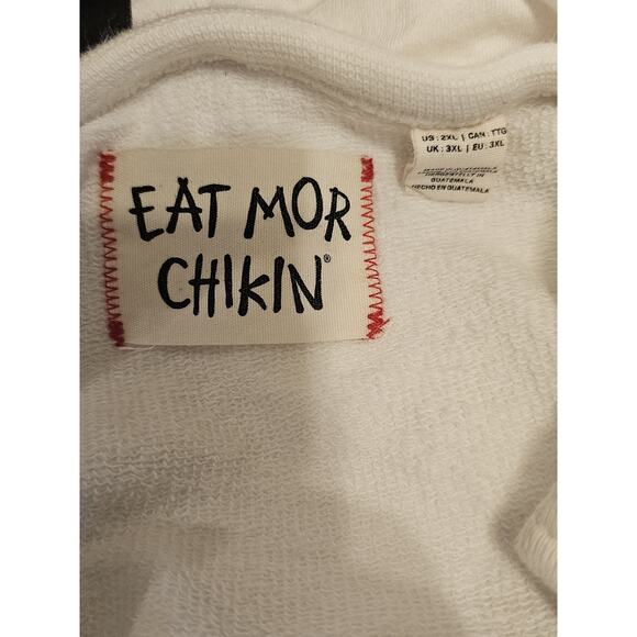 Unisex Chick-Fil-A Cow Print Hoodie Double Pocket Cream Sweatshirt Size 2XL - Picture 3 of 9